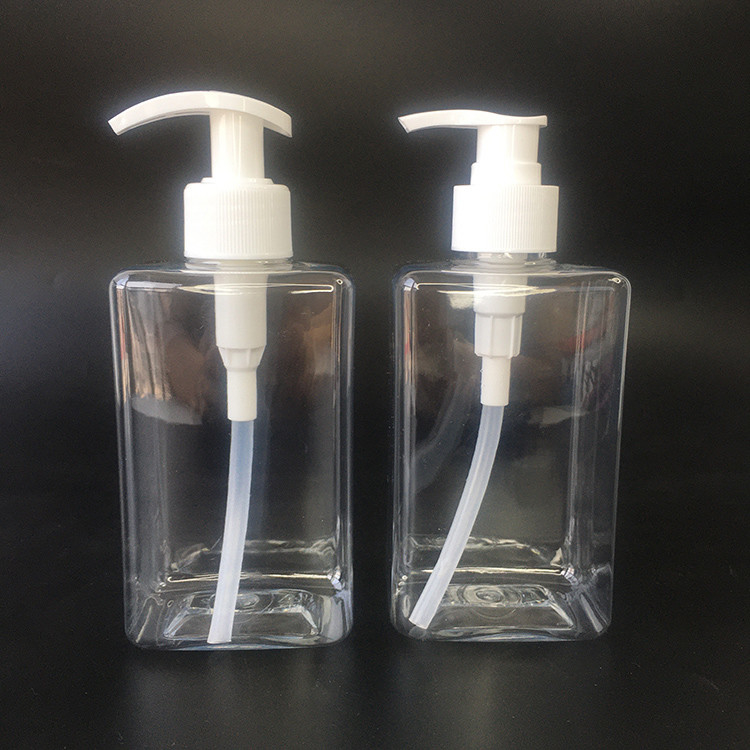 PET-plastic roze pomp dispenser fles met zijde screening print schroef dop 24mm kaliber