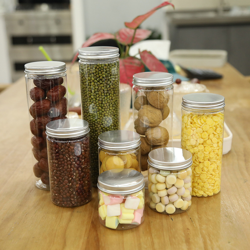 Beperkte promotie Plastic potten met deksel voor voedsel Plastic kruiden potten PET Plastic potten met voorraad