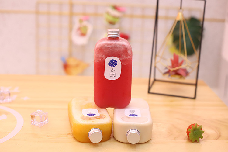 Vierkante en ronde heldere drank melk thee flessen met lekkage proof schroef op deksels