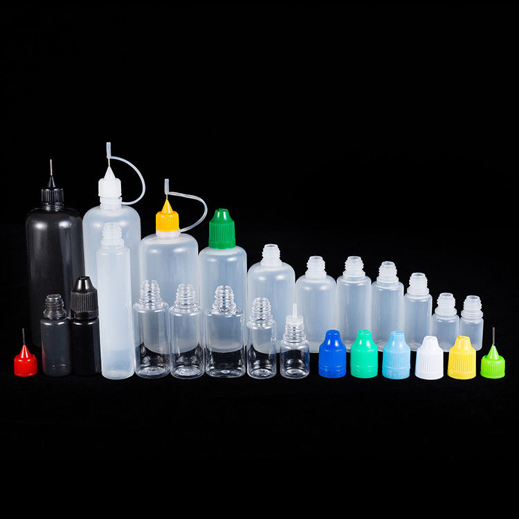 Doorzichtige zwarte kleine flesjes voor vloeistoffen 10 ml 15 ml 30 ml 60 ml 80 ml 100 ml Capaciteit